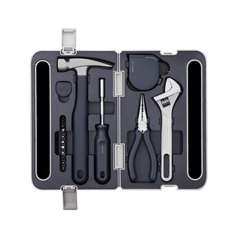 XIAOMIYOUPIN HOTO Hushålls manuella verktygsset med skiftnyckel, tång, hammare, linjal, skruvmejsel, skruvmejselbitar 6-i-1 multifunktionsverktygssats