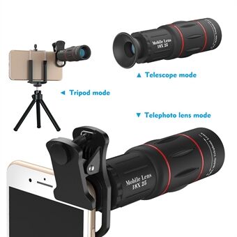 APEXEL APL-T18XZJ Universal Zoom teleskopzoomobjektiv med Mini Desktop Tripod Telefonklämma