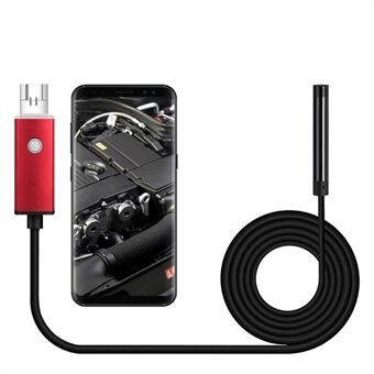 2 m hård tråd USB+Micro USB Endoskop vattentät inspektionskamera med 6-LED och 5,5 mm kameralins för mobiltelefon/dator