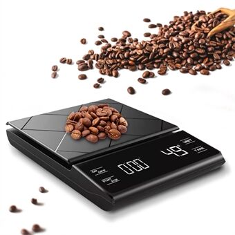 6012 0,3-3000g Exakt digital kaffevåg för kök Hem Batteridriven LCD-skärm Matlagning Bakning Matvåg med timerfunktion
