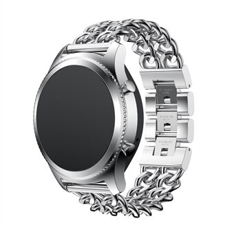 22mm Lyx Cowboy Chain Elektrolytiska Stainless Steel Watch Band för Samsung Gear S3 Classic / Frontier - Silver Color