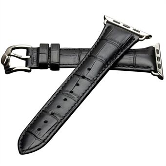 QIALINO krokodilmönster äkta läderklockarmband för Apple Watch Series 5 4 40mm, Series 3/2/1 38mm