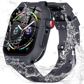 SHELLBOX För Apple Watch Series 7 41 mm IP68 vattentätt fodral med silikon klockband Smart Watch Protector Ersättningsrem