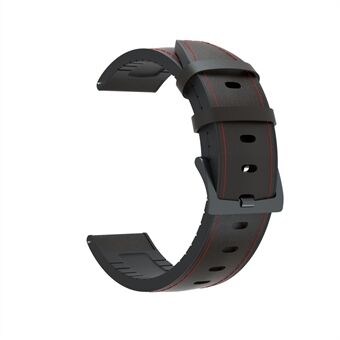 22mm äkta läderbelagt silikonklockarmband svart spänne för Huawei Watch GT