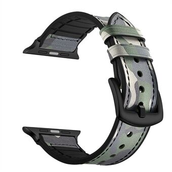 Äkta läderbelagt silikon Smart Watch Band för Apple Watch Series 6 / SE / 5/4 40mm / Series 3/2/1 38mm