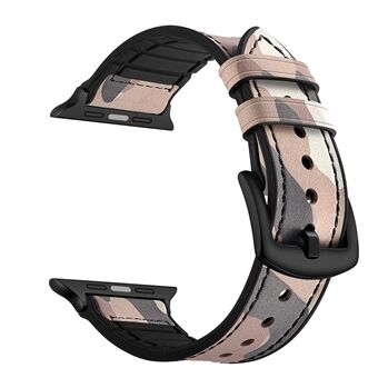 Äkta läder Coated Silikon Smart Watch Strap för Apple Watch SE / Serie 6/5/4 44mm / Serie 3/2/1 42mm