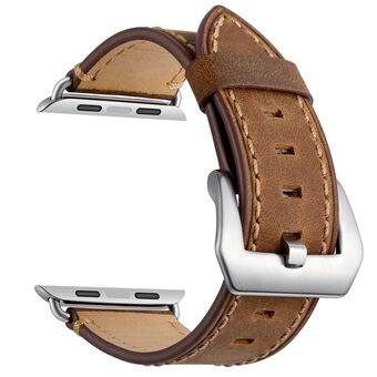 Crazy Horse äkta läderbelagd Smart klockarmband för Apple Watch Series 6 / SE / 5/4 40mm / Series 3/2/1 38mm