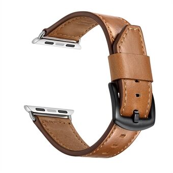 Knife Tail Äkta läderklockarmband Ersättningsrem för Apple Watch Series 6 SE 5 4 44mm / Series 3/2/1 42mm