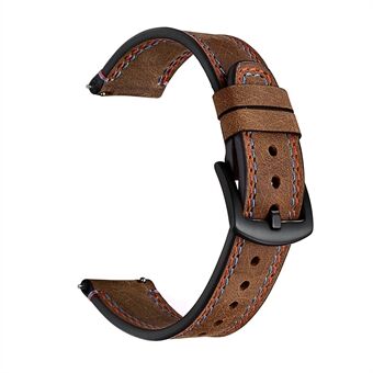 22mm Dual-Stitching Design Äkta läder Crazy Horse Texture Watch Armband för Huawei Watch GT / Watch 2 / Watch Magic