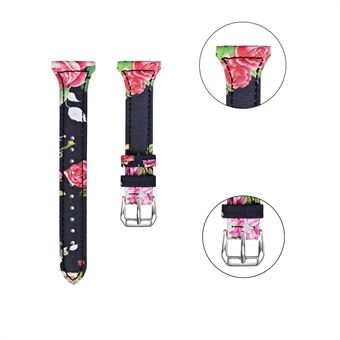 18 mm blommönster äkta läderbelagd Smart Watch-ersättningsband för Xiaomi Mi Watch - Style A
