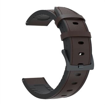 20mm äkta läder + silikon hybrid klockarmband svart spänne för Huawei Watch GT 2 42mm