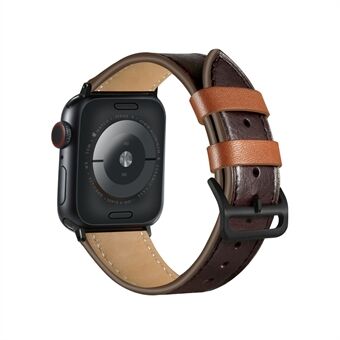 Fresh kontrastfärgad klockarmband i äkta läder för Apple Watch Series 6 SE 5 4 40mm, Series 3/2/1 38mm
