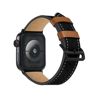 Fresh kontrastfärgad klockarmband i äkta läder för Apple Watch Series 6 SE 5 4 44mm, Series 3/2/1 42mm