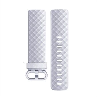 Metalliknande ersättningsrem i silikonklocka, storlek L för Fitbit Charge 3