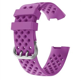 Fyrkantiga hål Liten storlek silikonklockarmband för Fitbit Charge 4/3