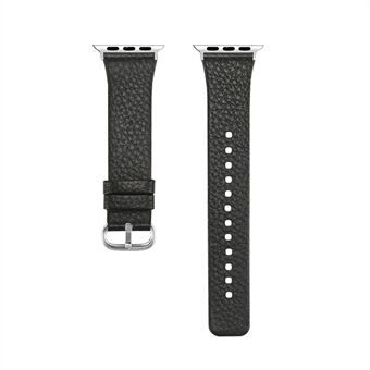 Litchi Texture Top Layer Cowhide Leather Smart Watch Strap för Apple Watch Series 3/2/1 42mm