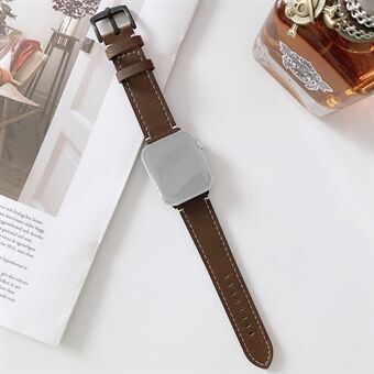 Profilstygning Äkta läder med svart spänneurband för Apple Watch Series 6 / SE / 5/4 44mm / Series 3 2 1 Watch 42mm