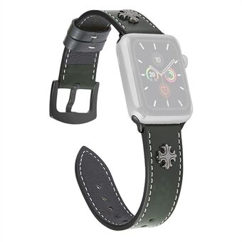 Äkta läder Crosing Two Nails Style Watch Band för Apple Watch Series 6 / SE / 5/4 40mm / Series 3/2/1 Watch 38mm