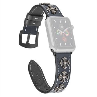 Five Nails Style äkta läder Crosing Watch Band för Apple Watch Series 6 / SE / 5/4 44mm, Series 3/2/1 42mm