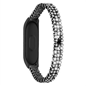 Rhinestone Decor Rostfritt Steel Smart Watch Band för Xiaomi Mi Band 5