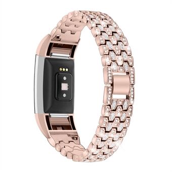 Rhinestone Decor Zinc Alloy Smart Watch Band Rem Ersättare för Fitbit Charge 2