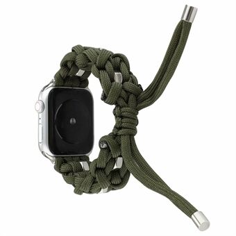 Woven Nylon + <Steel> Watch Replacement Band för Apple Watch Series 6/5/4 / SE 44mm, Serie 3/2/1 42mm