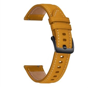 22mm högkvalitativt läderarmband i äkta läder (svart spänne) för Samsung Galaxy Watch3 45mm R840