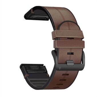 Äkta läder + silikon armbandsur för Garmin Fenix 6X / 5X Plus / 3 / 3HR