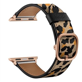 Snyggt tryckt klockarmband i äkta läder för Apple Watch Series 1/2/3 38mm / Series 4/5/6 40mm