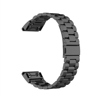 26mm ersättning Tre pärlor armbandsur i rostfritt Steel för Garmin Fenix 6X - svart