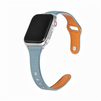 Button Snap Design Äkta läderklockarmband för Apple Watch Series 4/5/6 / SE 40mm / Watch Series 1/2/3 38mm