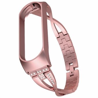 X-formad design aluminiumlegering smycken Armband Bling Diamond metallrem för Xiaomi Mi Band 6/5