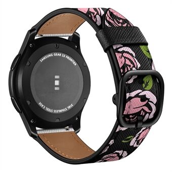 22 mm äkta läder snyggt tryckt klockband för Samsung Gear S3 Classic/ S3 Frontier / Galaxy Watch 46 mm