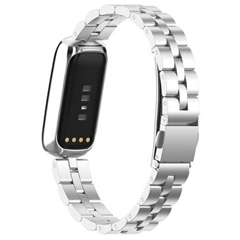 Band i rostfritt Steel med tre pärlor platta spännen Byte av klockarmband för Fitbit Luxe / Special Edition
