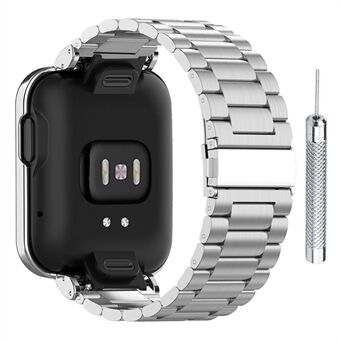 Integrerad tre pärlor 304 rostfritt Steel ersättningsklockarmband med klockfodralskydd för Xiaomi Redmi Watch / Mi Watch Lite - Silver