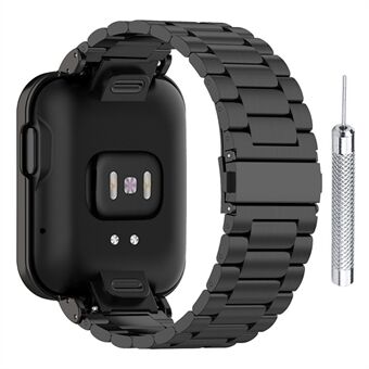 304 rostfritt Steel klockarmband med tre pärlor med klockfodralskydd + installationsverktyg för Xiaomi Redmi Watch / Mi Watch Lite - Svart