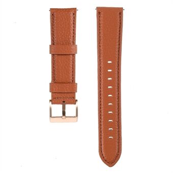 22 mm Litchi Texture Klockband i äkta läder Justerbart ersättningsarmband för Samsung Gear S3 Classic / Gear S3 Frontier / Galaxy Watch 46 mm