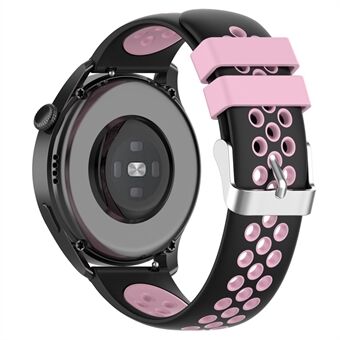 22 mm ventilerande dubbelfärgad silikonarmband Armband med flera hål Design för Huawei Watch GT3 46 mm / Samsung Gear S3 Frontier / Classic