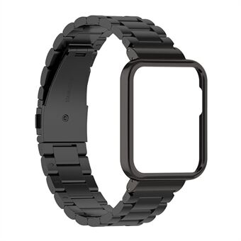 2 i 1 3 pärlor i rostfritt Steel klockarmband + klockfodralskydd för Xiaomi Mi Watch 2 Lite / Redmi Watch 2 - Svart