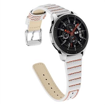 22 mm vågsömmar Smart Watch Armband Topplager Äkta Läder Ersättnings Smart Armband Armband för Samsung Galaxy Watch3 45mm / Samsung Galaxy Watch 46mm