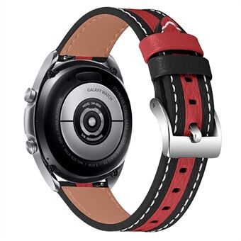 20 mm Smart klockarmband för Samsung Galaxy Watch Active/ Active2 44 mm / 40 mm sömnadslinje Färg Skarvningsdesign Kohudsläderrem