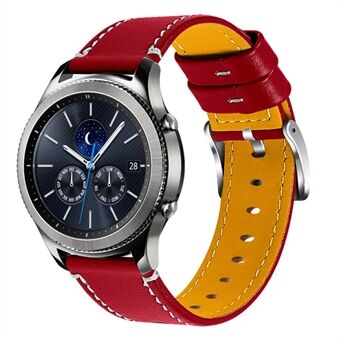 För Samsung Gear S3 Frontier / Gear S3 Soft Cowhide Läder 22mm Universal Replacement Watch Band med rostfritt Steel