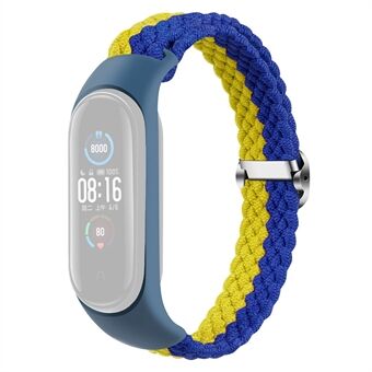 För Xiaomi Mi Band 4/5/6 NFC Nylon flätat Smart Watch Band Färg Kontrast Justerbar Handledsrem Byte