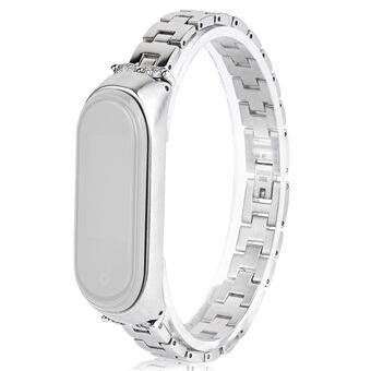 Klockarmband i rostfritt Steel för Xiaomi Mi Band 5/6 Smart Watch Metallurband med strassdekor