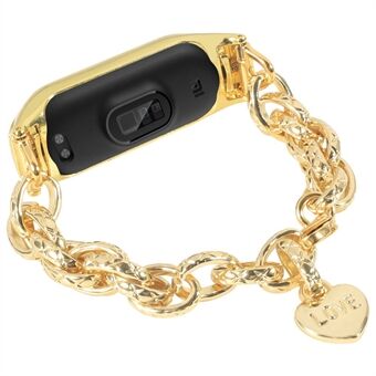 För Xiaomi Mi Band 4/3 Smart Watch Ersättningsrem i rostfritt Steel kedja med armband med Love