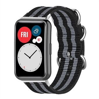 För Huawei Watch Fit 2 Nylon Quick Release Watch Band Ringar i rostfritt Steel Spänne Canvas Ersättningsrem