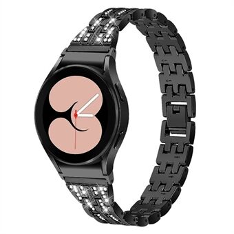 För Samsung Galaxy Watch4 Active 40mm / 44mm / Watch4 Classic 42mm / 46mm Armband Metal Watch Band 5 pärlor 2 rader Bling Strass ersättningsrem