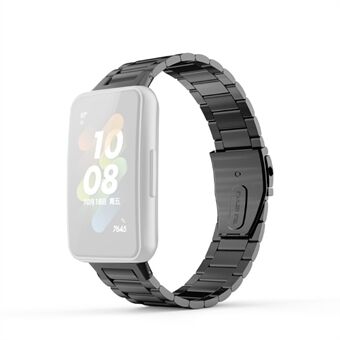 För Huawei Band 7 Three Beads Rostfritt Steel Smart Watch Band Replacement Anti-wear handledsrem - Svart