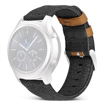 För Samsung Galaxy Watch 5 40mm / 44mm / Watch 5 Pro 45mm Watch Band 20mm Canvas Coated äkta läder handledsrem