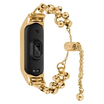 För Xiaomi Mi Band 7 Bead Decor Smartwatch-rembyte ihåligt klockarmband Metallarmbandsrem